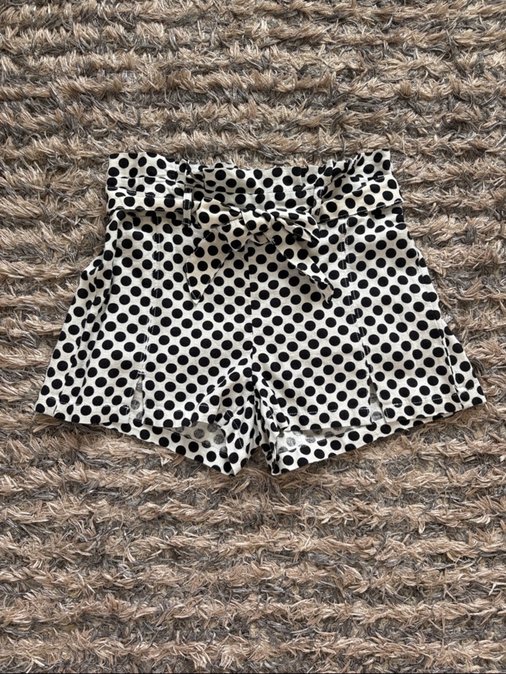 New! Rewash Black and White Polka Dot High-Waist Tie Shorts Size M